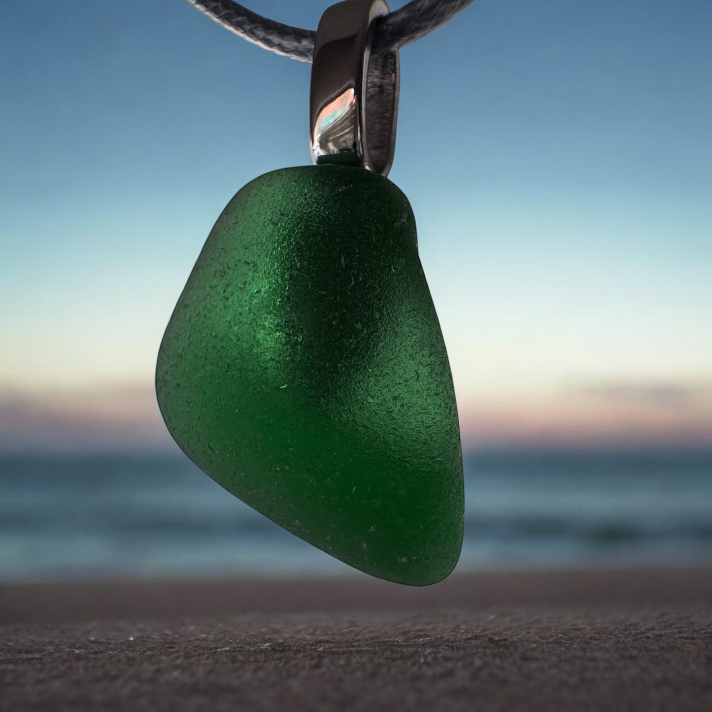Emerald Teardrop Sea Glass Necklace