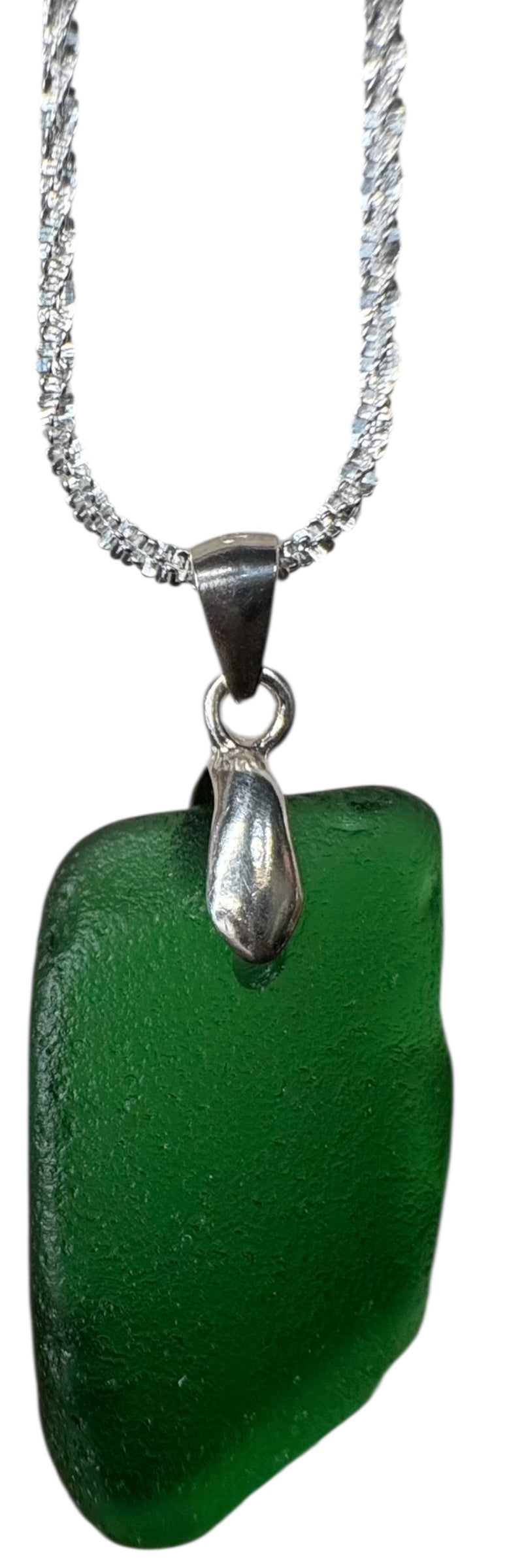 18” Green Tide Sea Glass .925 SS