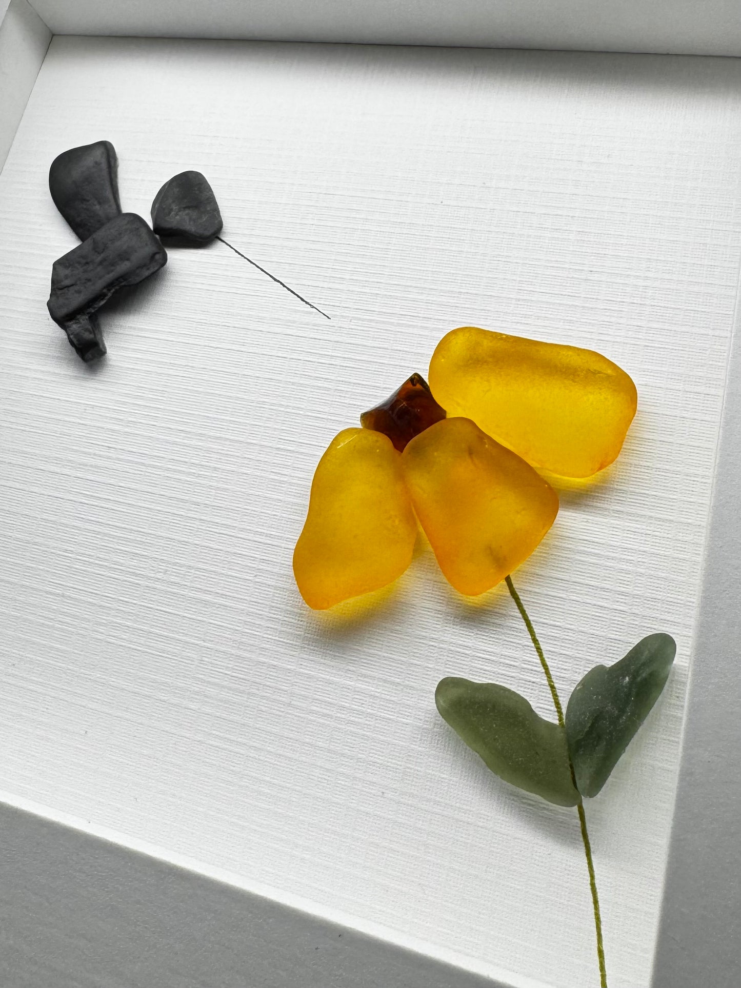 Marigold Flower & Stone Hummingbird