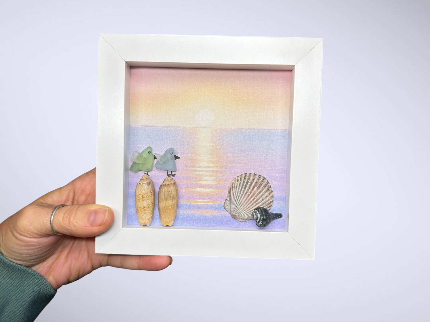 Seaside Lovebirds at Sunset 5x5