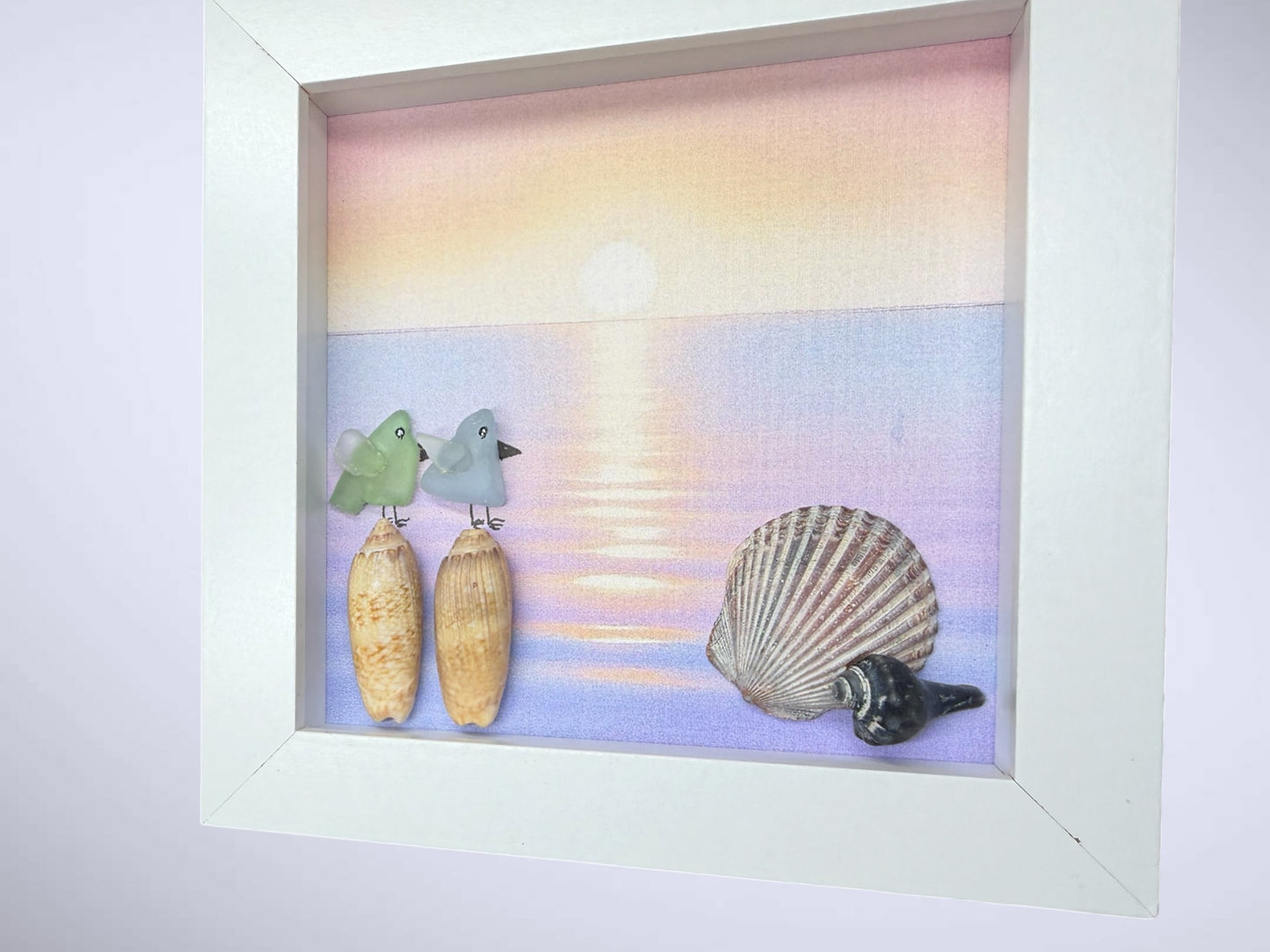 Seaside Lovebirds at Sunset 5x5