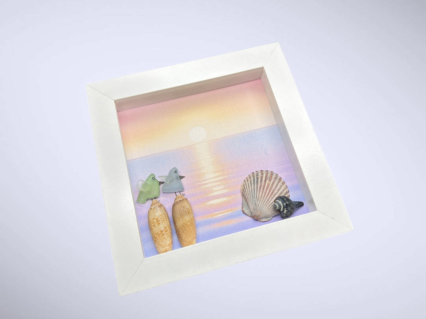 Seaside Lovebirds at Sunset 5x5
