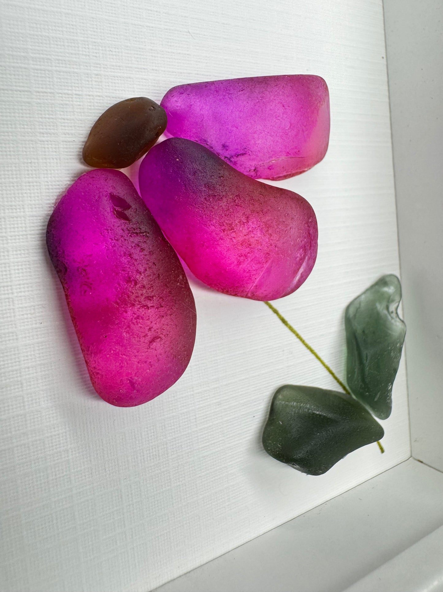 Pink Flower & Stone Hummingbird Art