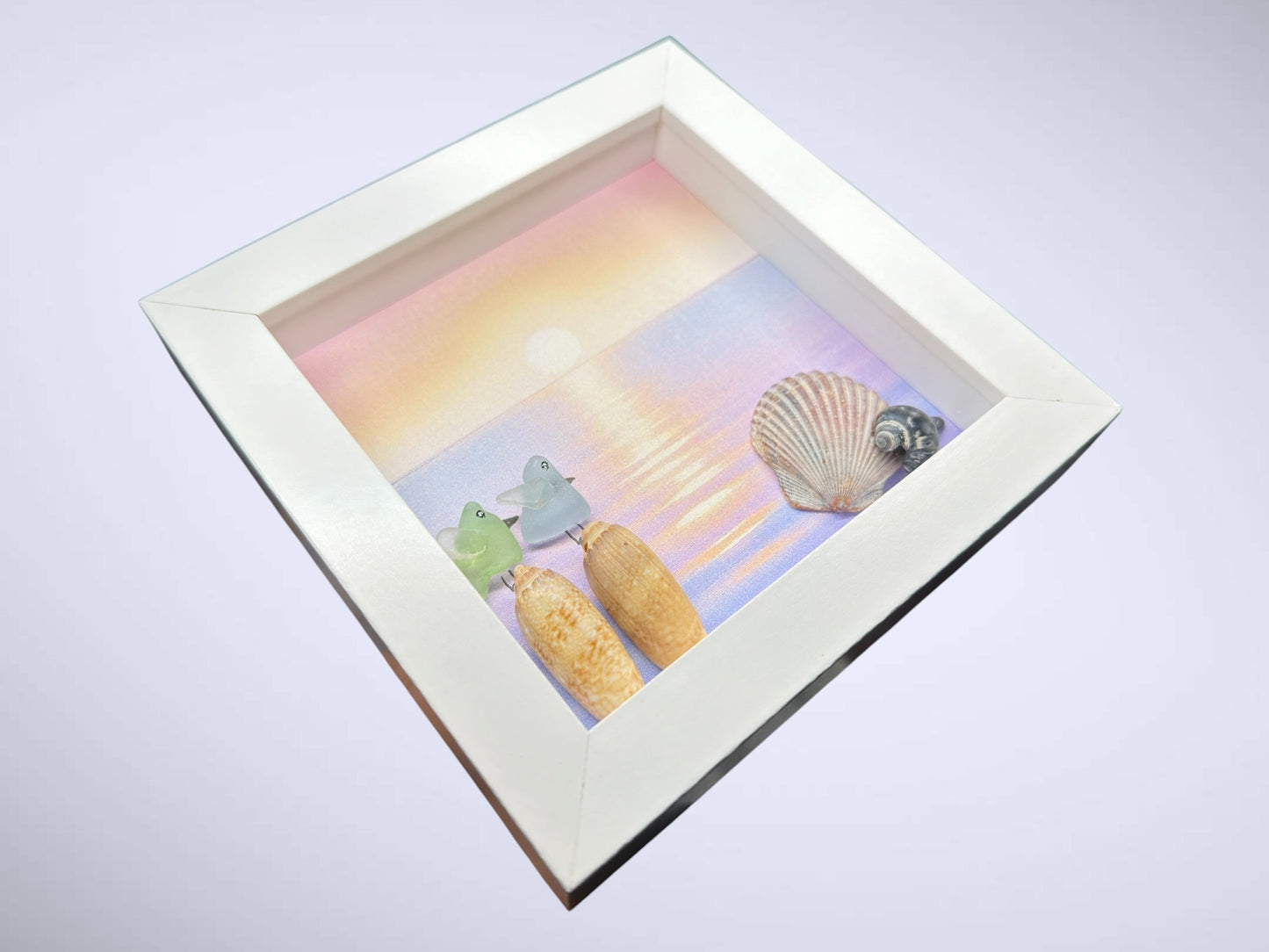 Seaside Lovebirds at Sunset 5x5
