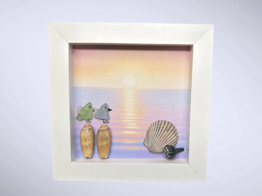 Seaside Lovebirds at Sunset 5x5