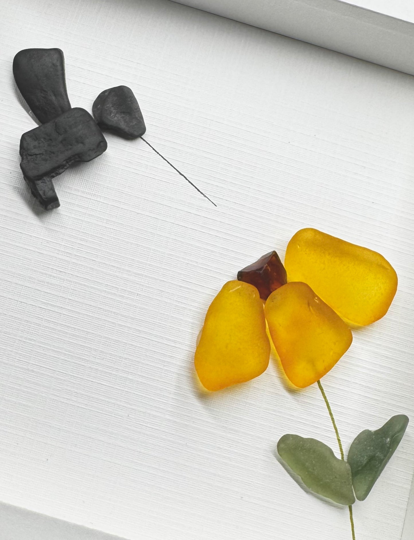 Marigold Flower & Stone Hummingbird