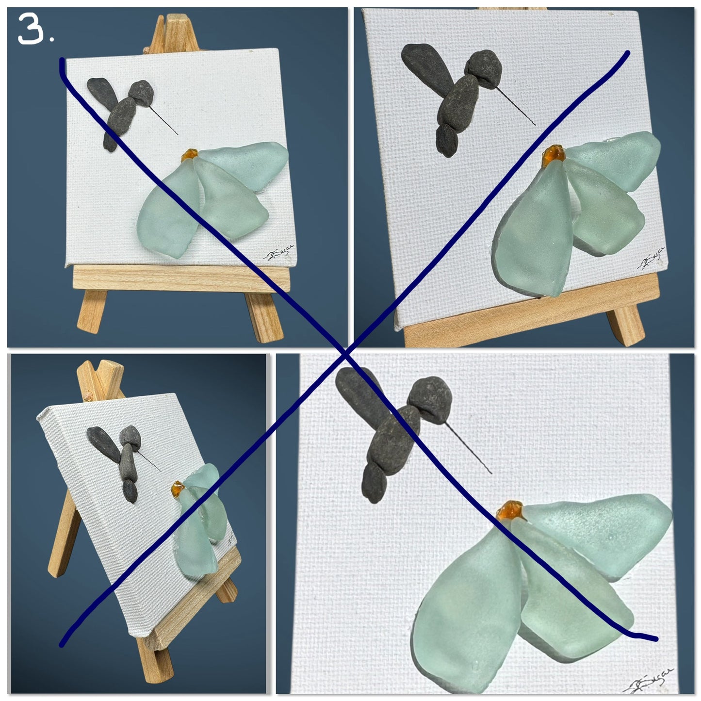 Unique Sea Glass Creations on Mini 3x3 Canvases!