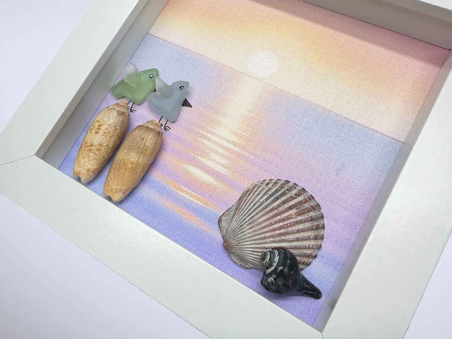 Seaside Lovebirds at Sunset 5x5