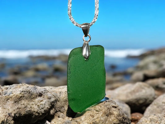 18” Green Tide Sea Glass .925 SS